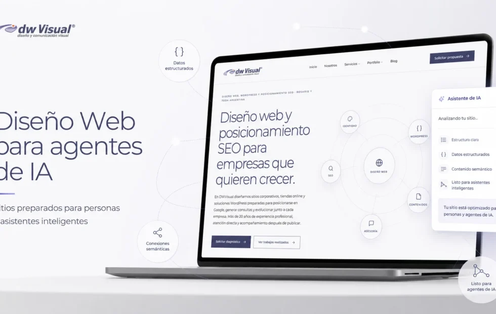 Diseño web para agentes de IA: el nuevo desafío digital que redefine la experiencia. Imagen destacada sobre diseño web para agentes de IA. publicada en Diseño Web Rosario