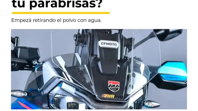Cómo limpiar el parabrisas de la moto sin rayarlo. Fotografía editorial relacionada con limpiar parabrisas de moto. publicada en Diseño Web Rosario