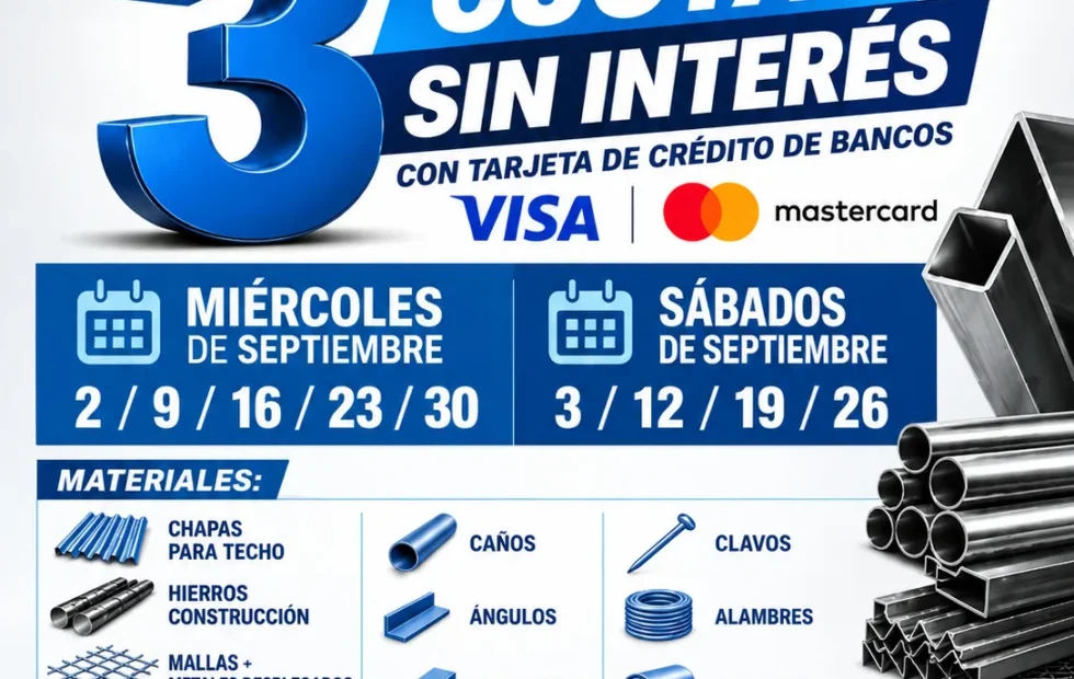 Herramat ofrece 3 cuotas sin interés en materiales durante septiembre. Imagen destacada sobre 3 cuotas sin interés. publicada en Diseño Web Rosario