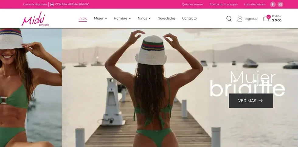 Michi Lencería estrena catálogo mayorista online para comercios. Imagen destacada sobre catálogo mayorista online. publicada en Diseño Web Rosario